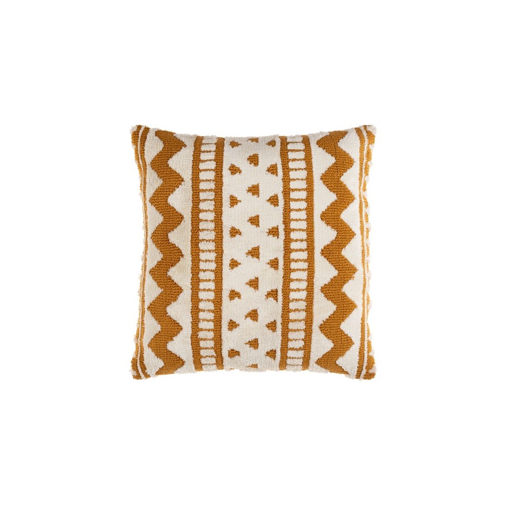 Surya Kabela Mustard Pillow Shell With Down Insert 18"H X 18"W