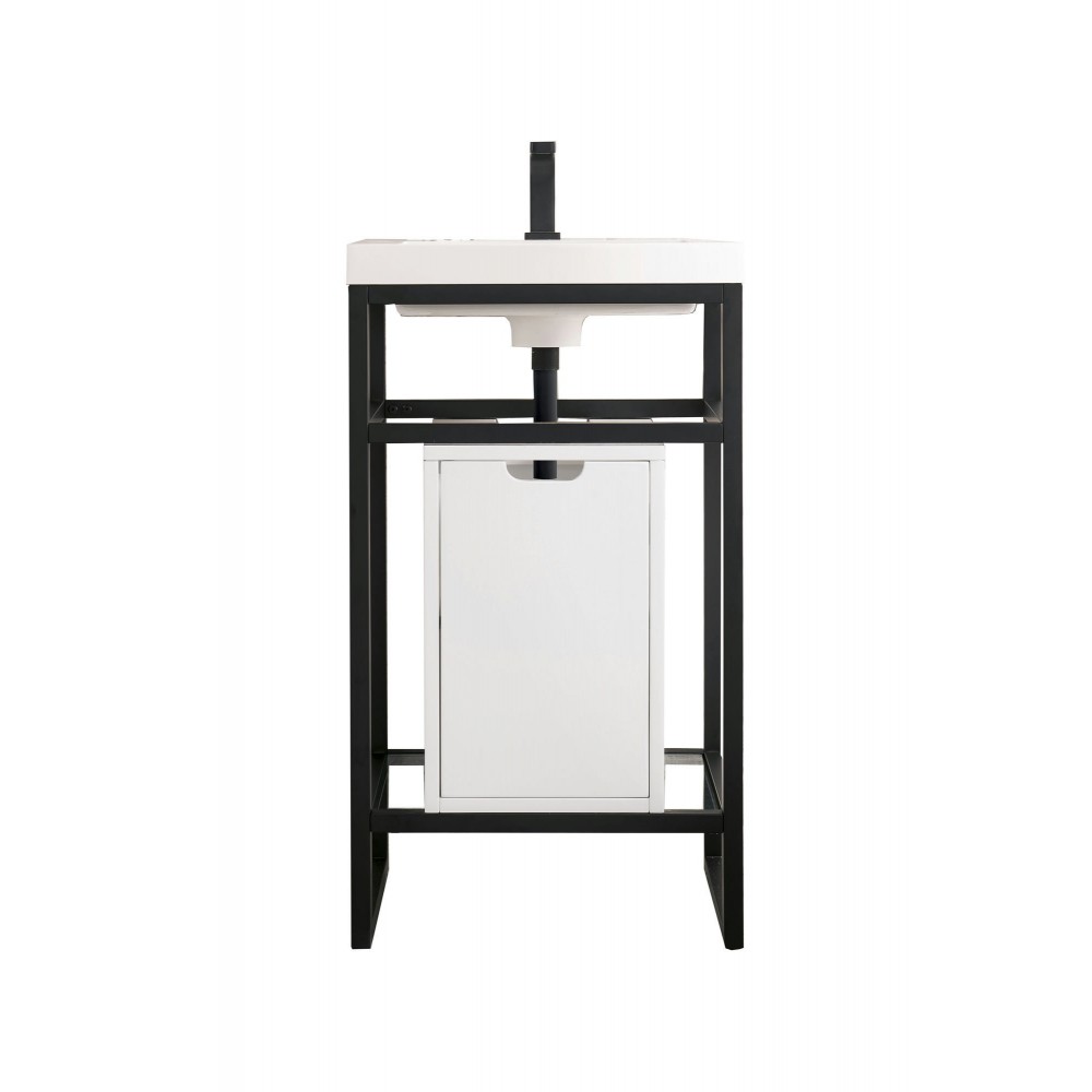 Boston 20" Sink Console Black w/ White Storage Cabinet White Composite Top Boston 20" Sink Console Black w/ White Storage Cabinet White Composite Top