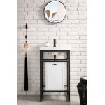 Boston 20" Sink Console Black w/ White Storage Cabinet White Composite Top