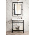 Boston 31.5" Stainless Steel Sink Console Black w/White Glossy Composite Top