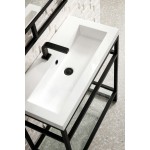 Boston 31.5" Stainless Steel Sink Console Black w/White Glossy Composite Top
