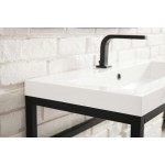Boston 31.5" Stainless Steel Sink Console Black w/White Glossy Composite Top