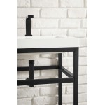 Boston 31.5" Stainless Steel Sink Console Black w/White Glossy Composite Top