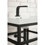 Boston 31.5" Stainless Steel Sink Console Black w/White Glossy Composite Top