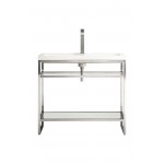 Boston 39.5" Stainless Steel Sink Console Nickel w/White Glossy Composite Top
