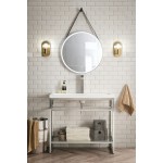 Boston 39.5" Stainless Steel Sink Console Nickel w/White Glossy Composite Top