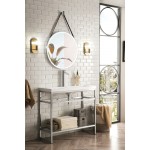 Boston 39.5" Stainless Steel Sink Console Nickel w/White Glossy Composite Top