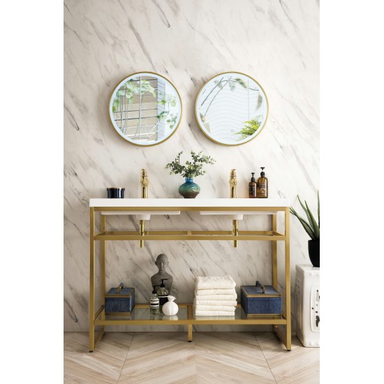 Boston 47" Sink Console (Double Basins) Radiant Gold w/White Composite Top