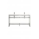 Boston 63" Sink Console (Double Basins) Nickel w/White Composite Top