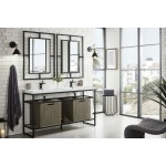 Boston 63" Sink Console Black w/Ash Gray Storage Cabinet White Composite Top