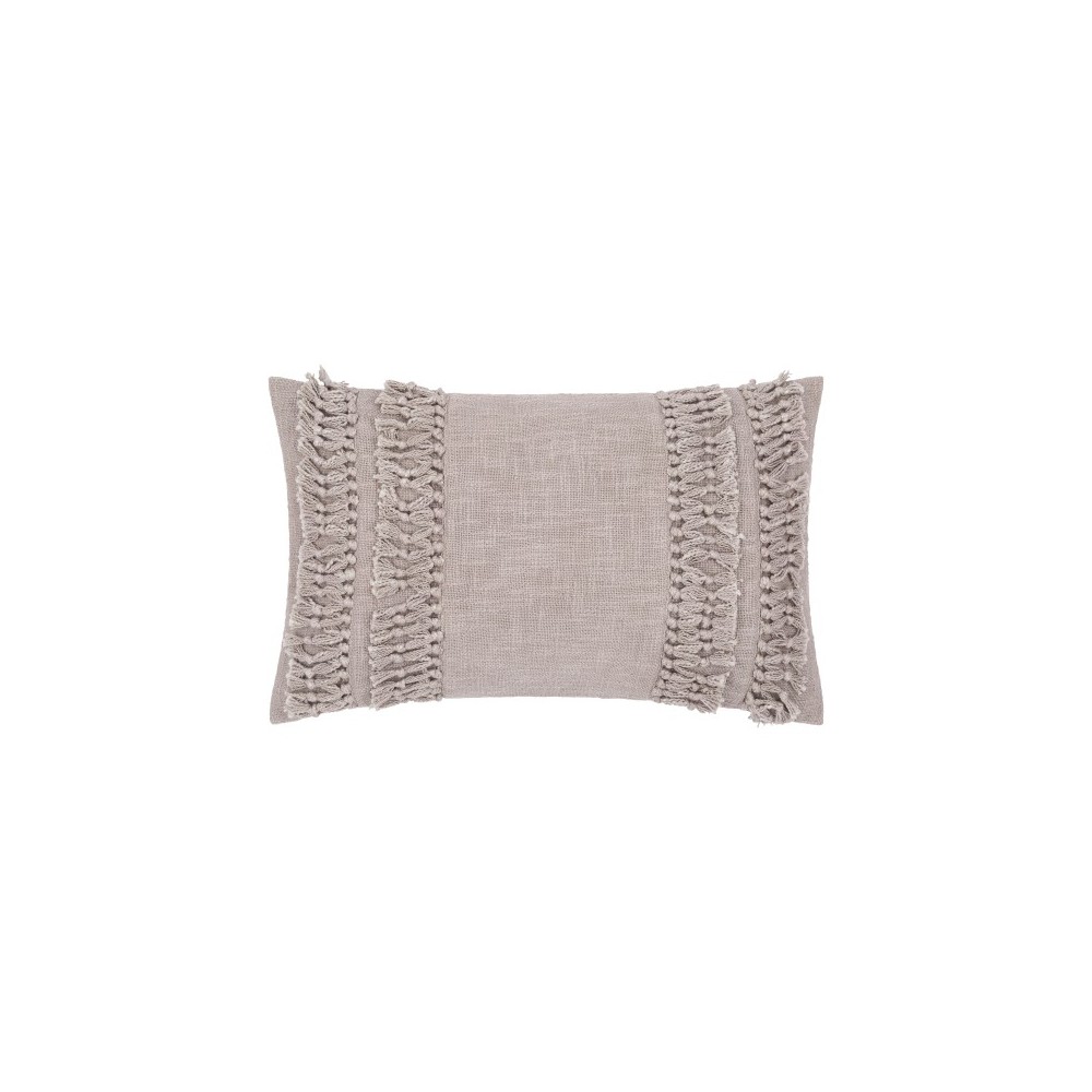 Surya Katie Gray Pillow Shell With Down Insert 14"H X 22"W Surya Katie Gray Pillow Shell With Down Insert 14"H X 22"W