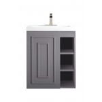 Alicante' 24" Single Vanity Cabinet, Grey Smoke w/ White Glossy Composite Top