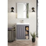 Alicante' 24" Single Vanity Cabinet, Grey Smoke w/ White Glossy Composite Top