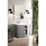 Alicante' 24" Single Vanity Cabinet, Grey Smoke w/ White Glossy Composite Top