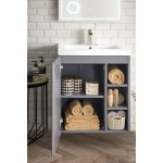 Alicante' 24" Single Vanity Cabinet, Grey Smoke w/ White Glossy Composite Top