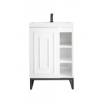 Alicante' 24" Single Vanity Glossy White Black w/White Glossy Composite Top