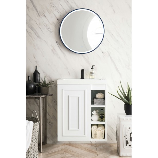 Alicante' 24" Single Vanity Cabinet, Glossy White w/ White Glossy Composite Top