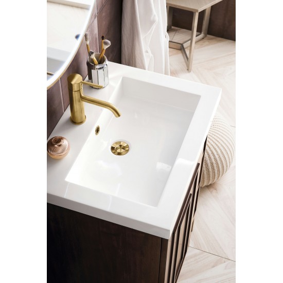 Alicante' 24" Single Vanity Mid Century Acacia Radiant Gold, White Composite Top