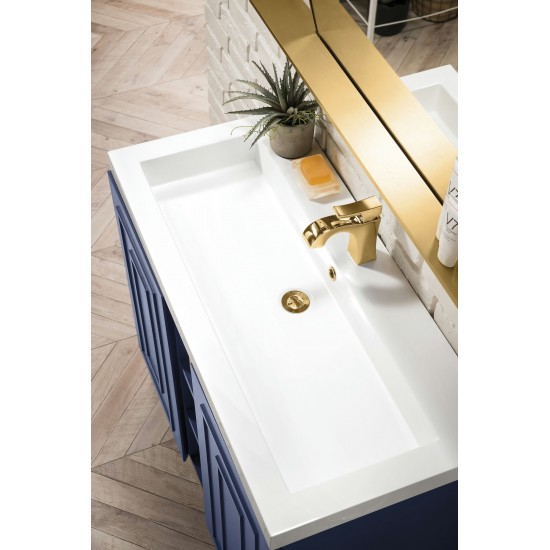 Alicante' 39.5" Single Vanity Azure Blue Radiant Gold w/White Composite Top