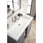 Alicante' 39.5" Single Vanity Grey Smoke Nickel w/White Glossy Composite Top