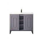 Alicante' 39.5" Single Vanity Grey Smoke Black w/White Glossy Composite Top