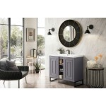 Alicante' 39.5" Single Vanity Grey Smoke Black w/White Glossy Composite Top