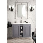 Alicante' 39.5" Single Vanity Cabinet, Grey Smoke w/ White Glossy Composite Top