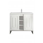 Alicante' 39.5" Single Vanity Glossy White Nickel w/White Glossy Composite Top