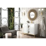Alicante' 39.5" Single Vanity White Radiant Gold w/White Composite Top