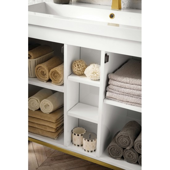 Alicante' 39.5" Single Vanity White Radiant Gold w/White Composite Top