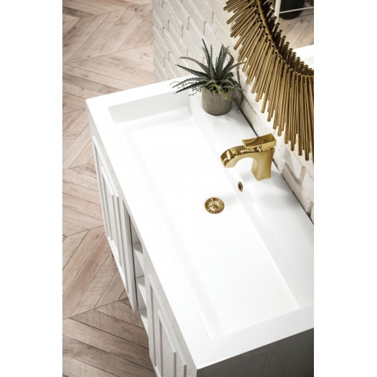 Alicante' 39.5" Single Vanity White Radiant Gold w/White Composite Top