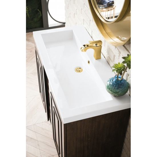 Alicante' 39.5" Single Vanity Mid Century Radiant Gold w/White Composite Top