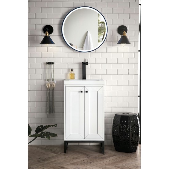 Chianti 20" Single Vanity Glossy White Matte Black w/ White Glossy Composite Top