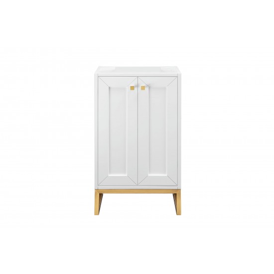 Chianti 20" Single Vanity Cabinet, Glossy White, Radiant Gold