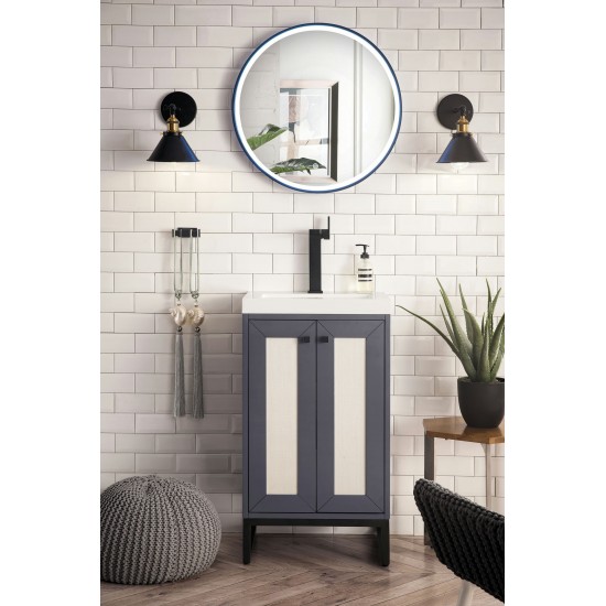 Chianti 20" Single Vanity Mineral Grey Matte Black w/ White Glossy Composite Top