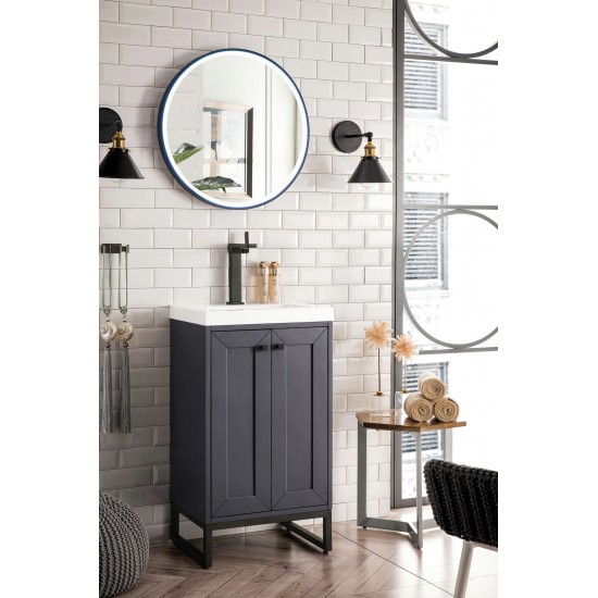 Chianti 20" Single Vanity Mineral Grey Matte Black w/ White Glossy Composite Top