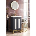 Chianti 20" Single Vanity Mineral Grey Radiant Gold w/White Glossy Composite Top