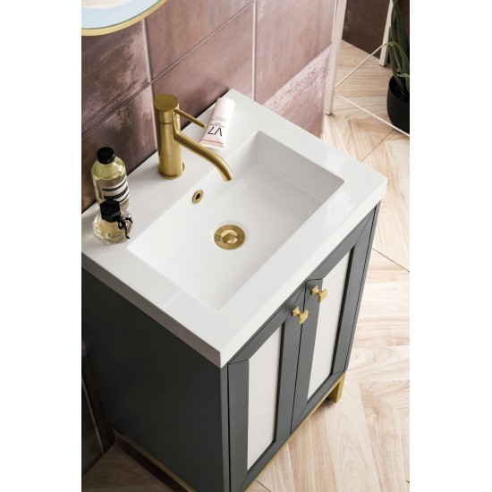 Chianti 20" Single Vanity Mineral Grey Radiant Gold w/White Glossy Composite Top