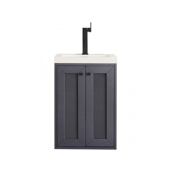 Chianti 20" Single Vanity Cabinet, Mineral Grey w/ White Glossy Composite Top