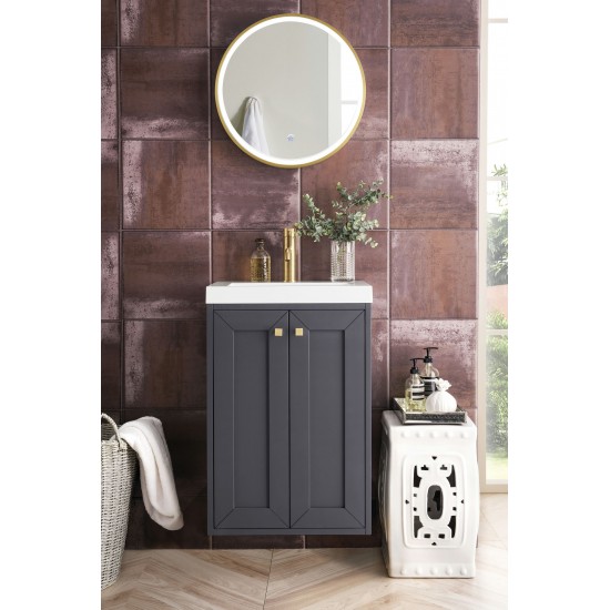 Chianti 20" Single Vanity Cabinet, Mineral Grey w/ White Glossy Composite Top