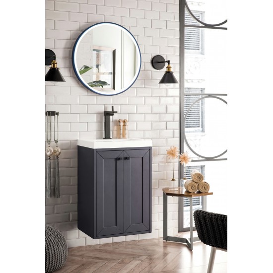 Chianti 20" Single Vanity Cabinet, Mineral Grey w/ White Glossy Composite Top