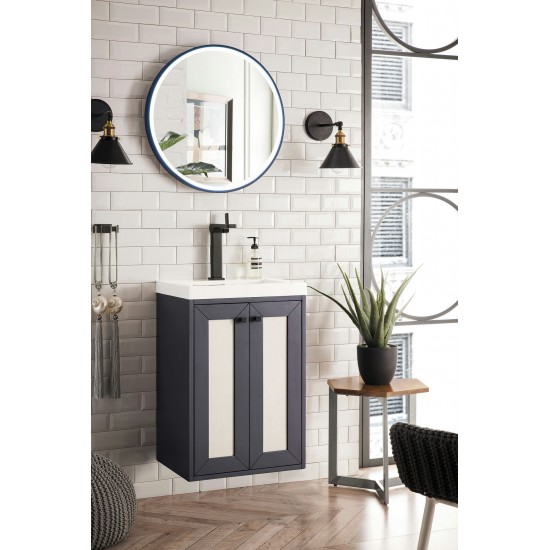 Chianti 20" Single Vanity Cabinet, Mineral Grey w/ White Glossy Composite Top