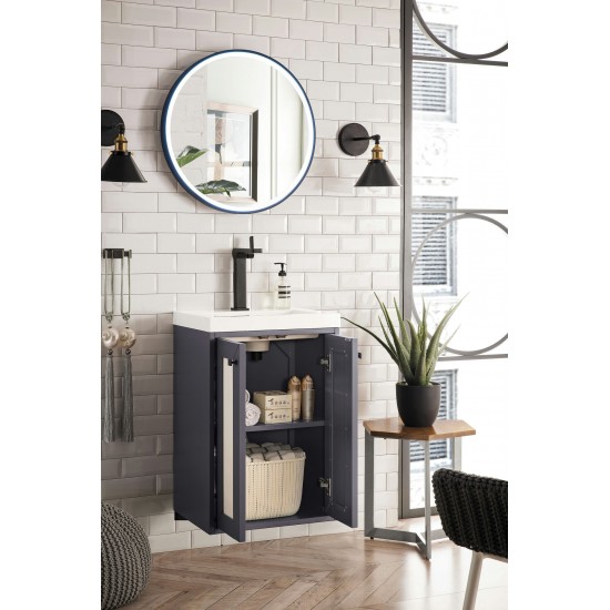 Chianti 20" Single Vanity Cabinet, Mineral Grey w/ White Glossy Composite Top