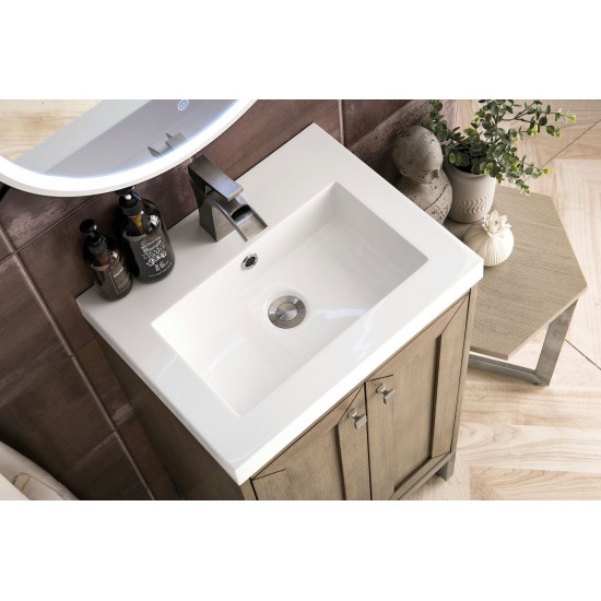 Chianti 20" Single Vanity Walnut Brushed Nickel w/White Glossy Composite Top