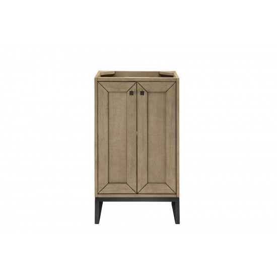 Chianti 20" Single Vanity Cabinet, Whitewashed Walnut, Matte Black