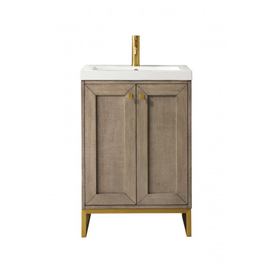 Chianti 20" Single Vanity Walnut Radiant Gold w/White Glossy Composite Top