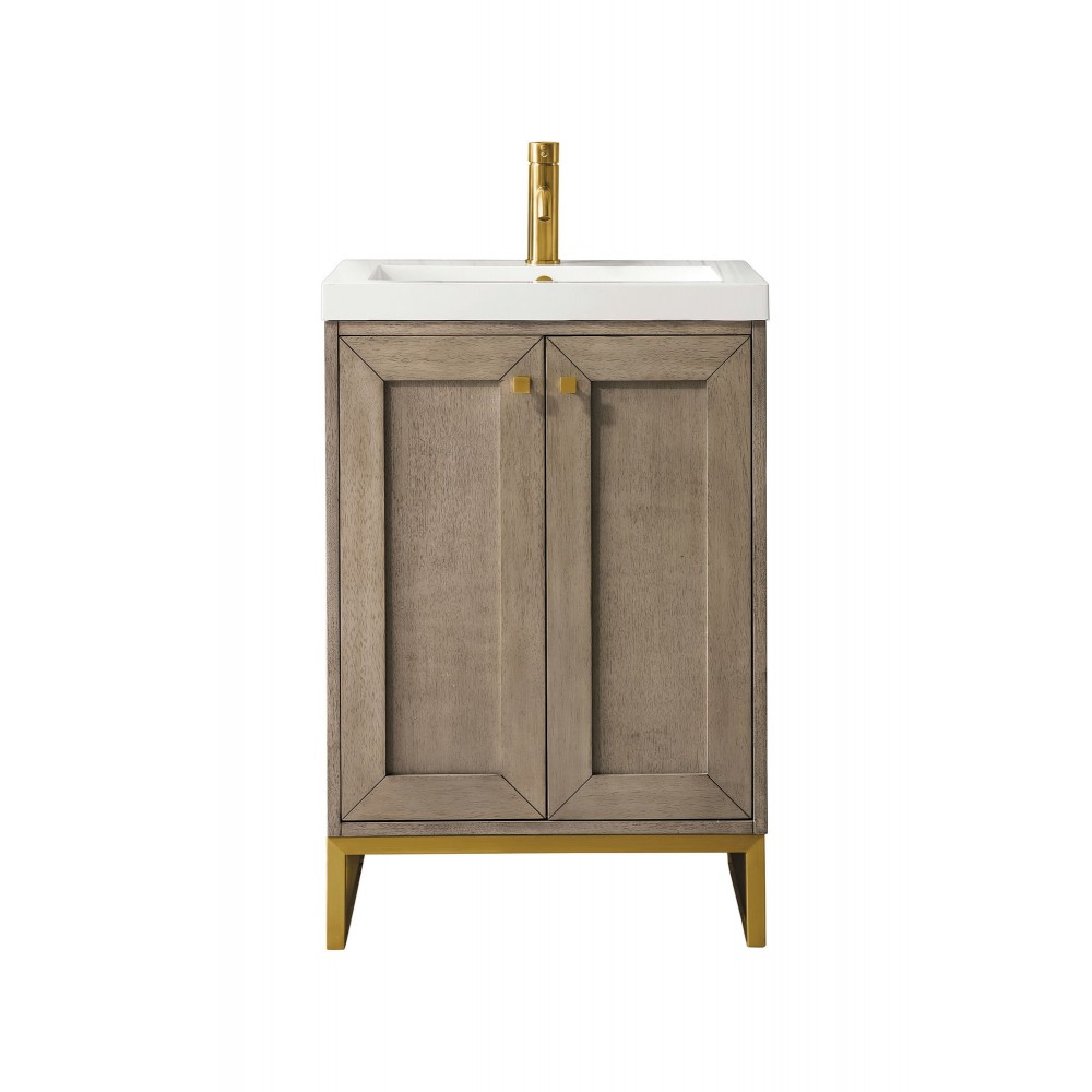 Chianti 20" Single Vanity Walnut Radiant Gold w/White Glossy Composite Top