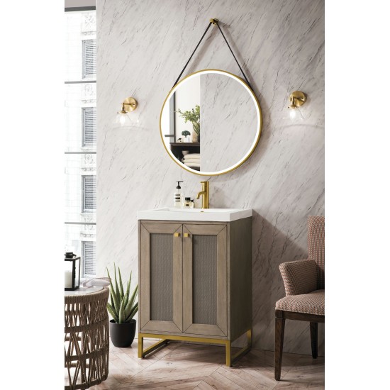 Chianti 20" Single Vanity Walnut Radiant Gold w/White Glossy Composite Top