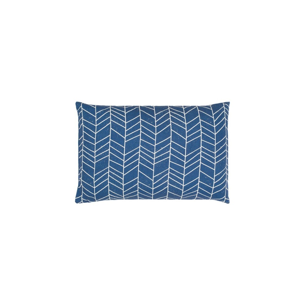 Surya Lachen Pillow Shell With Down Insert 13"H X 20"W - Dark Blue, Cream