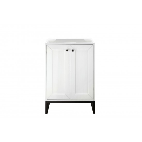 Chianti 24" Single Vanity Cabinet, Glossy White, Matte Black